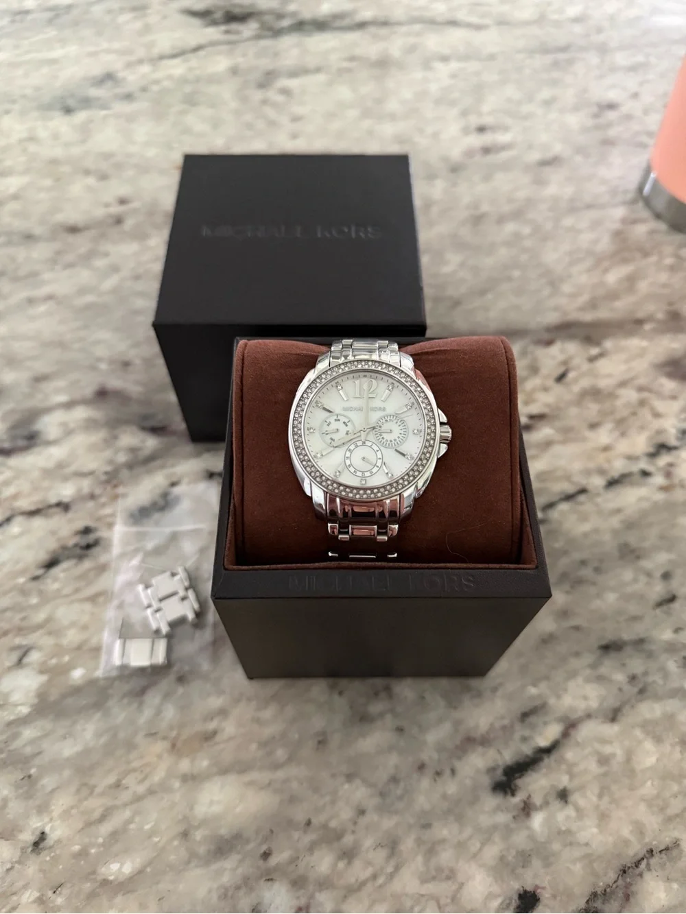 Michael Kors Silver Tone Crystal-Accent Chronograph Watch